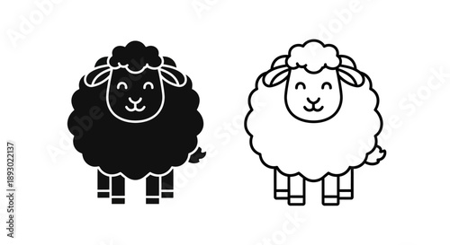 Black and white sheep illustration farm animal Vector