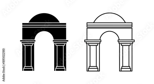 Classic roman triumphal arch black and white Vector