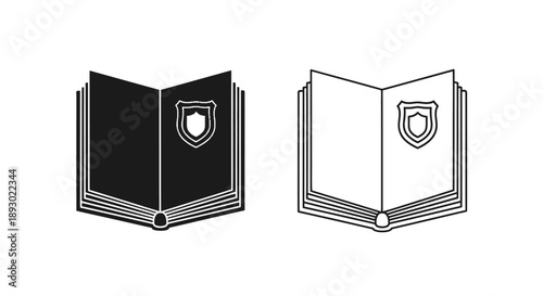 Open book shield symbol knowledge education Vector