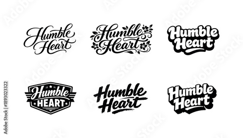 Humble Heart Variations. Humble Heart. Set lettering. harmonious lettering variations of the same emblematic concept, each with different artistic