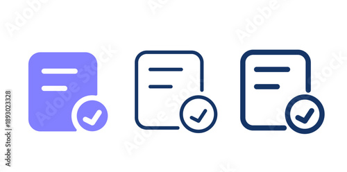 List and check mark solid vector icon. Approved order line icon.