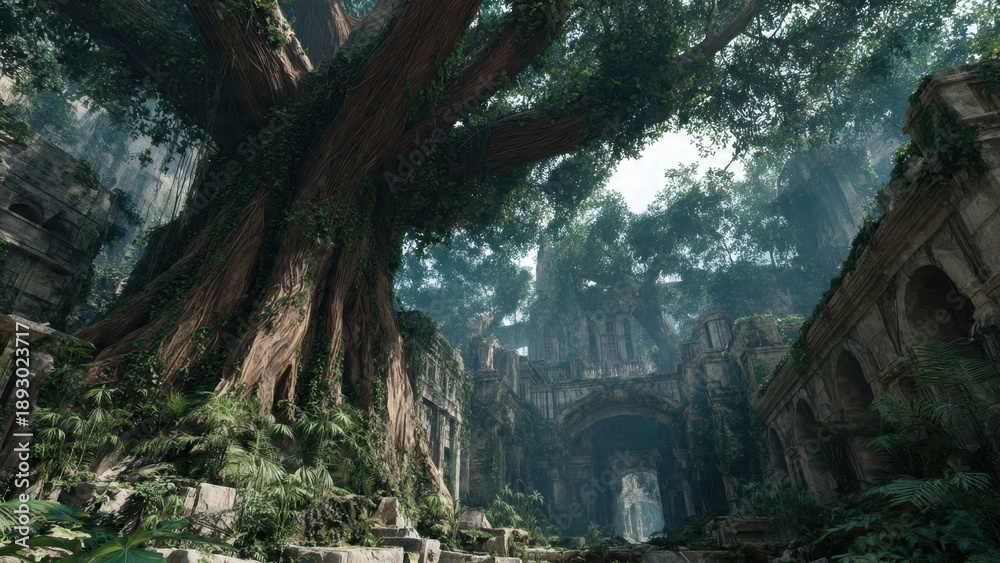 Obraz premium Ancient Ruins Enveloped by Nature