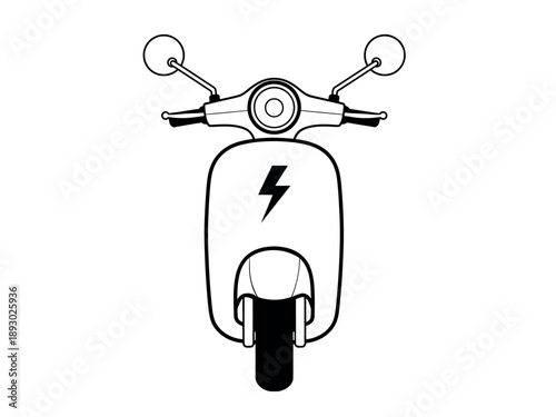 Electric scooter with a lightning bolt on the front panel
