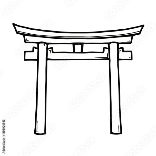 Traditional Japanese torii gate outline in minimalist style  