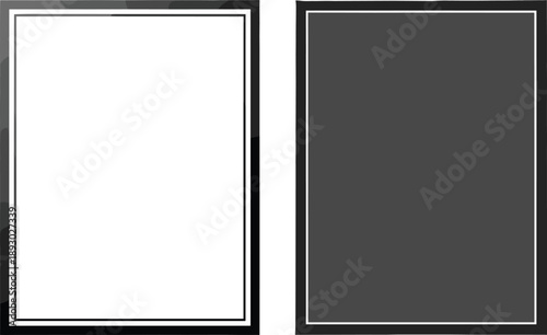   
Two contrasting rectangular frames—white and glossy black—with inner borders for visual comparison and design contrast