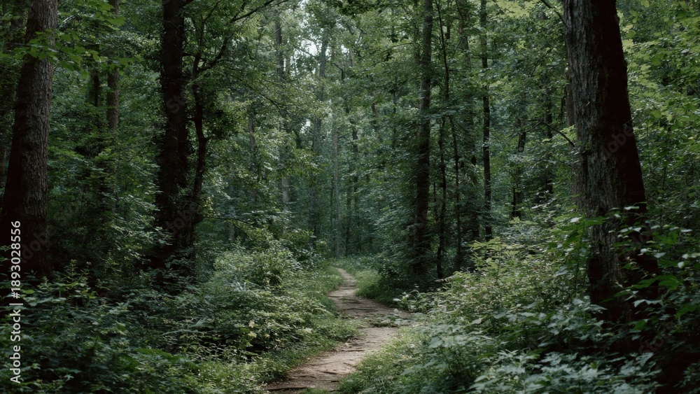 Obraz premium Forest path through a green forest