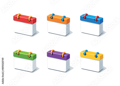 Isometric Calendar Icons. Calendar Date Blocks ?. Isometric flat vector icons set of Calendar Date Blocks ?: date block , date block , date block , date block