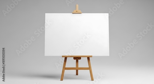 Blank canvas on wooden easel ready for artistic creation