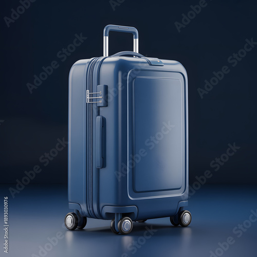 Sleek navy blue hardshell travel suitcase with spinner wheels and integrated lock, ready for modern journeys