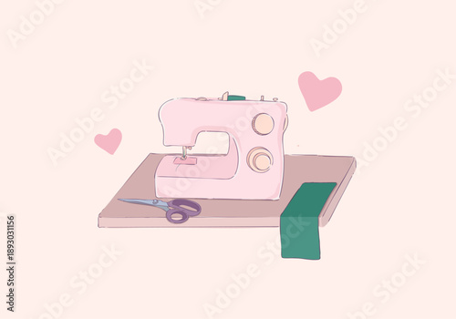 sewing machine hobby illustration vector