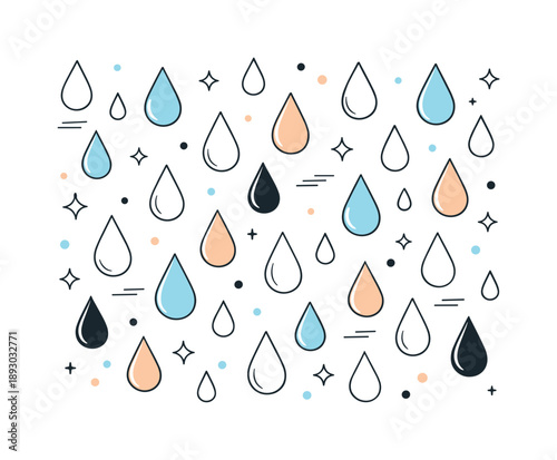 Abstract Raindrop Pattern. Abstract rain drop pattern design. Stylized droplets with slight size variation, adding visual rhythm and softness to the