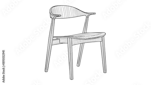 Mid Century Chair Scandinavian Furniture Single Line Art Design Icon