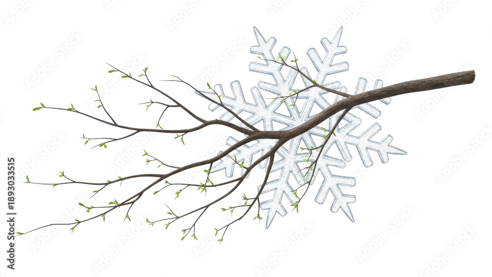 Obraz premium Spring branch with snowflake