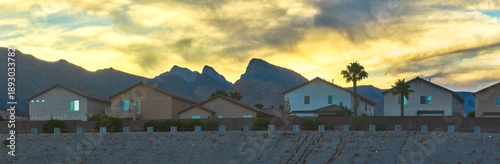 Photography Panorama Residential Neighborhood Spring Mountain Golden Hour Las Vegas