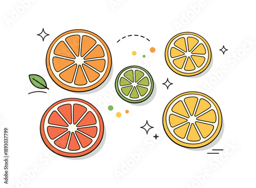 Dried Citrus Artistry. Dried citrus decor. Slices of dried citrus fruits arranged in a simple, balanced pattern. Warm tones, organic shapes, and minimal