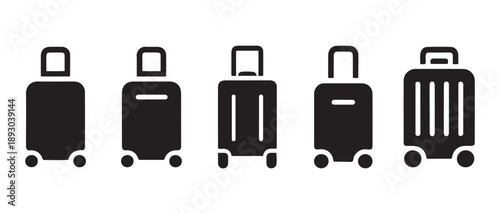Modern Travel Luggage Icons Set. Showing Various Suitcase Designs for Global Holidays and Business Trips.