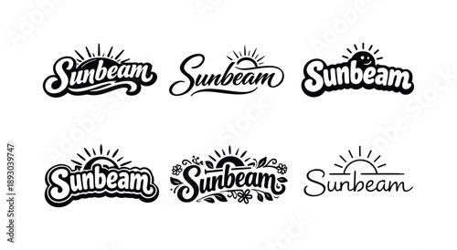 Creative Lettering Variations. Sunbeam. Set lettering. harmonious lettering variations of the same emblematic concept, each with different artistic
