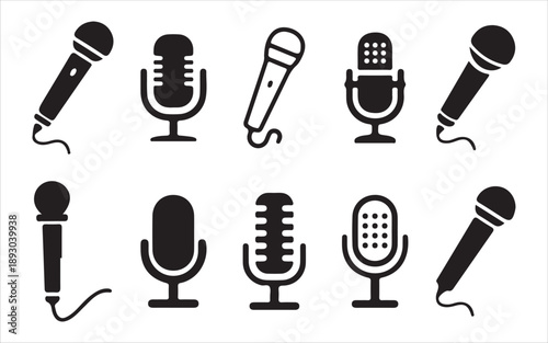 Audio mic icon for voice capture concept