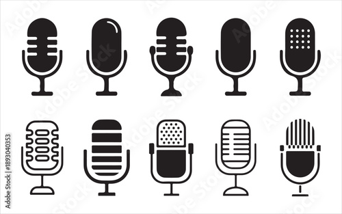 Music recording microphone icon concept