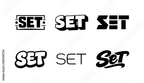 Creative Lettering Variations. Heavy sans serif lettering. Set lettering. harmonious lettering variations of the same emblematic concept, each with different