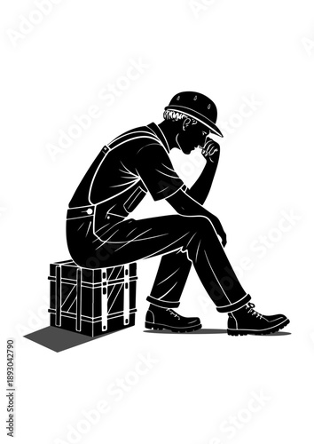 Tired Construction Worker Illustration
