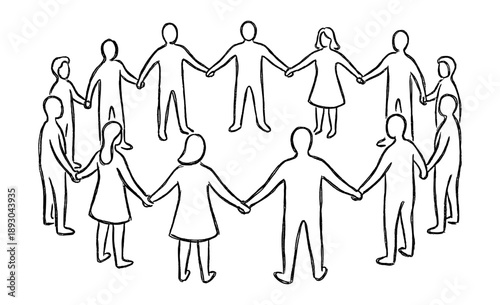 People holding hands in a circle