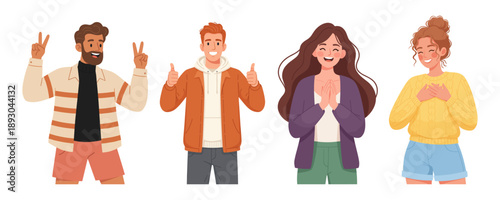 Group of people making positive gestures