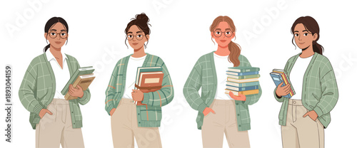 Women holding books for study