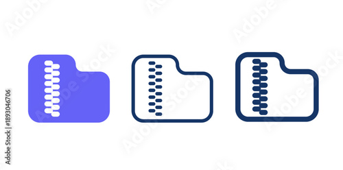 Zip file vector icon. Archived zip folder  line icon.  
