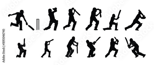 Cricket Player Silhouettes Collection