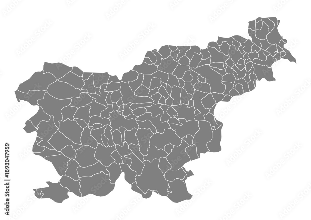 Obraz premium Slovenia Map Vector with States and Provinces High Detailed Grey Silhouette on Transparent Background Isolated Administrative Divisions Geography Illustration for Business Infographics and Clip Art