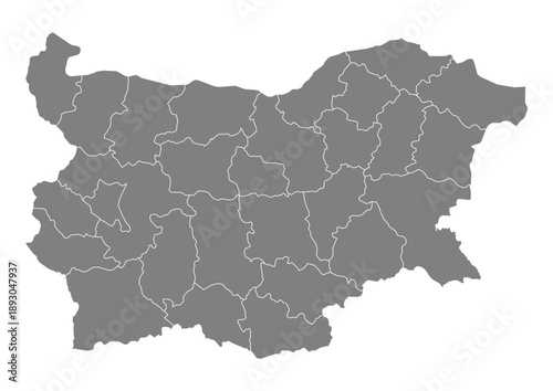 Foto Bulgaria Map Vector with States and Provinces High Detailed Grey Silhouette on T