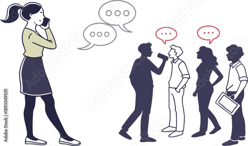 female silhouette talking on phone pose group eve