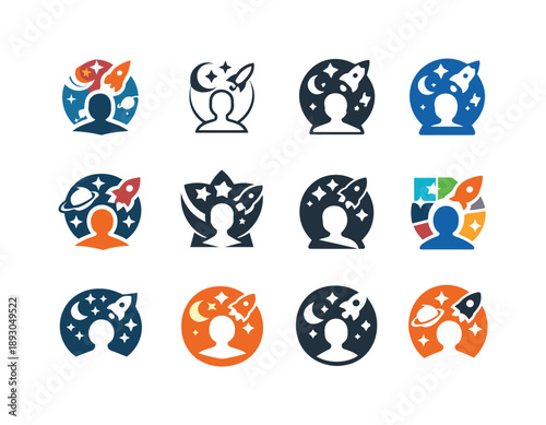 Passionate Icons Collection. Portraits of individuals passionate about their goals and dreams. Icon set. Set Logo of Portraits of individuals passionate about