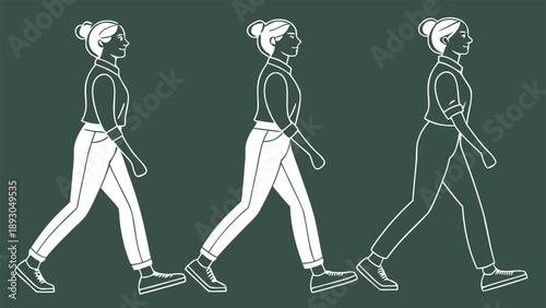 female silhouette walking motion sequence set mov