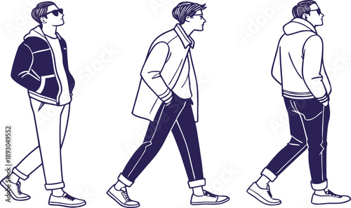 male silhouette casual fashion pose group modern