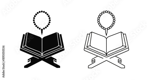 Islamic quran book prayer symbol design Vector