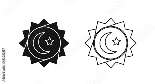 Islamic star and crescent symbol vector design Vector