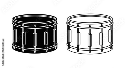 Black and white drum musical instrument vector illustration Vector