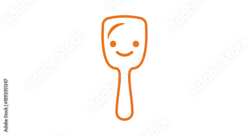 Cute orange outline spatula with a happy smiley face simple graphic icon.