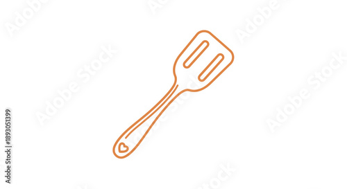 Minimalist orange outline slotted spatula with two slots and a charming heart detail on the handle.