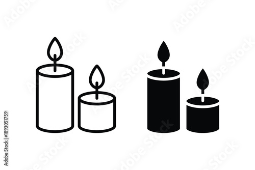 Candle icon. Candle flame icon. Vector Illustration.