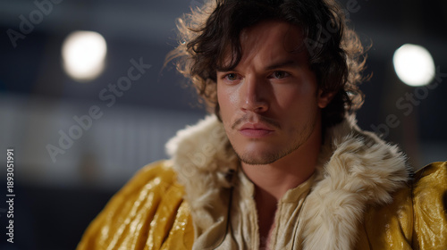 The curtain rises on an actor frozen in place, showcasing the intense fear of stage that can paralyze performers moments before they step into the spotlight. cinematic color correction, natural