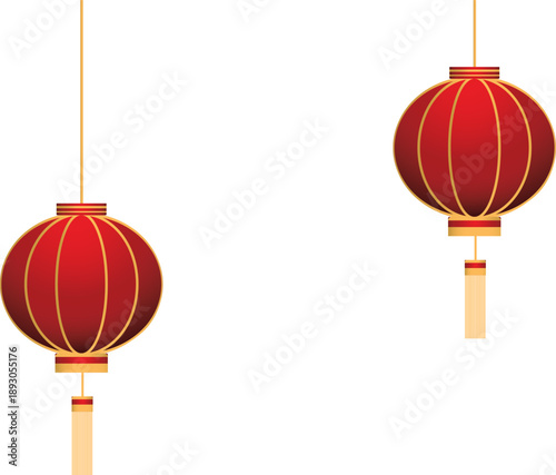 vector illustration traditional red Chinese lanterns