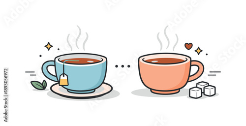 Cozy Tea Break. Cozy tea break. Stoneware tea cups placed side by side, soft shadows and simple details conveying comfort, balance, and quiet conversation.