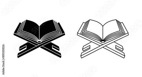 Islamic symbol quran crossed swords black white illustration Vector