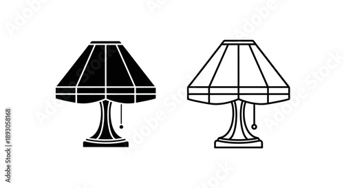 Vintage table lamps black white stained glass Vector