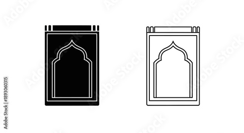 Islamic prayer mat design minimalist black and white Vector