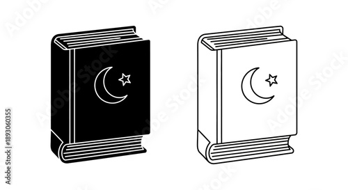Islamic books quran moon star symbols Vector