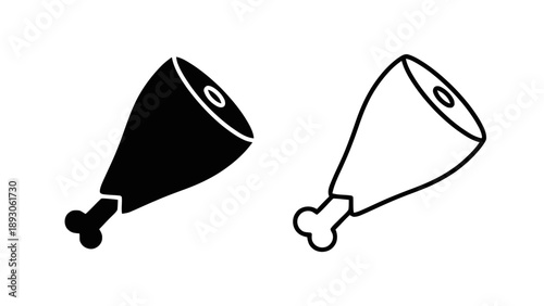 Vector illustration of a stylized meat leg icon, perfect for food and cooking designs, on transparent background